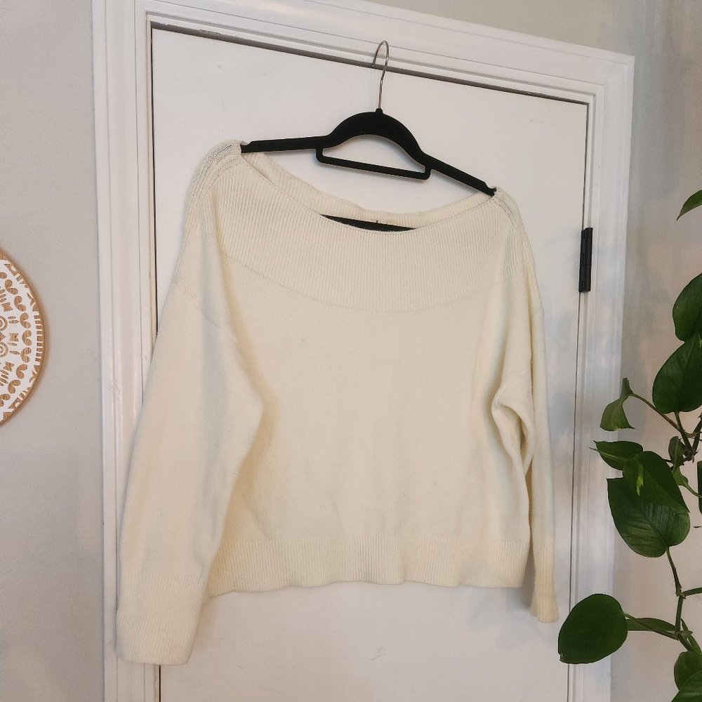 Anthropologie Cream cropped sweater